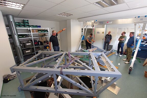 A picture of the VTF team dismantling the VTF frame in Freiburg.